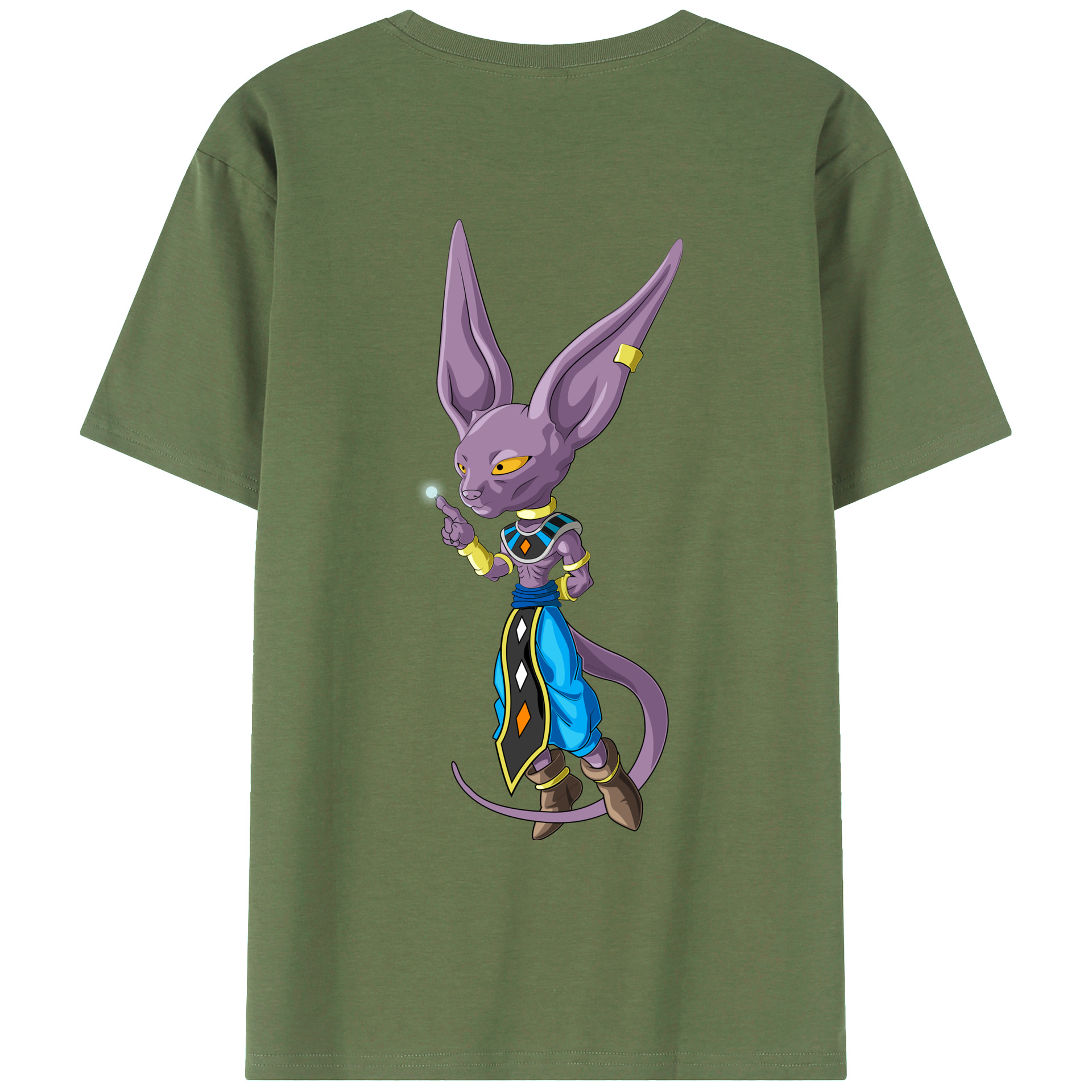（画像用） ドラゴンボール ビルス 破壊神ビルス DRAGON BALL Beerus Birusu 綿100％ メンズ半袖Tシャツ（バックプリント） 通気性